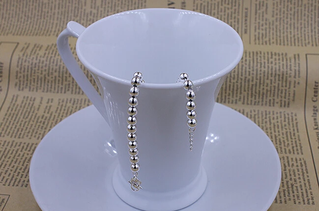 Новинка поступление мода Лидер продаж простые мяч дизайн стерлингового серебра 925 пробы женские браслеты ювелирные изделия оптом