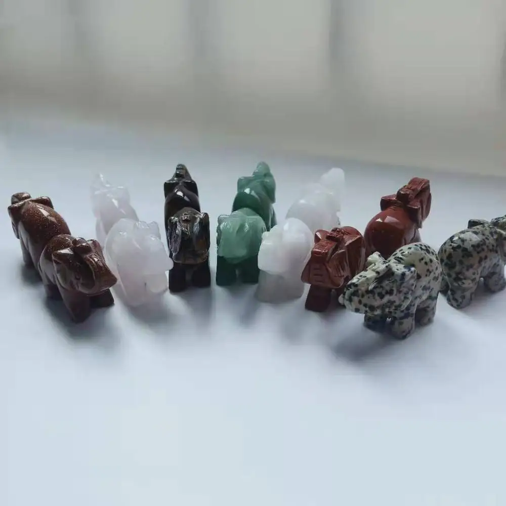 

Wholesale Price 2 inch Natural Various Gemstone Elephant Shape Crystal Carving Animals Statue For Home Decoration WYQ