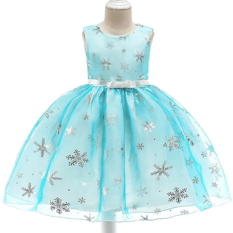 

Retail New Design Baby Girl Printing Snow Dress For Christams Kids Girl Princess Dresses Flower Girl Dress L5050
