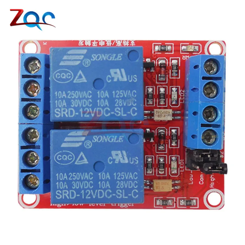Два 2 канала 12 В релейный модуль щит с опора для оптопары высокий и низкий уровень триггера реле для Arduino