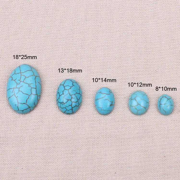 

10pcs/lot Half Oval Flat Back Cabochons Blue Howlite Spacer Loose Natural Stone Beads DIY Jewelry Accessories