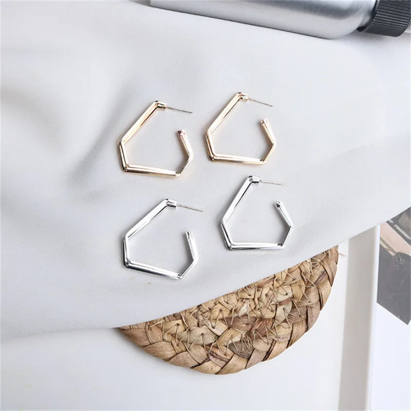 

Europe America Vintage Anti-allergy Irregular Geometric Triangle Simple Hoop Earrings Fashion Jewelry-LAF