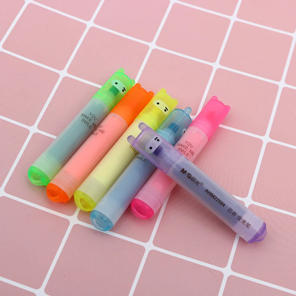 New6Pcs/Set Cute Mini Rabbit Highlighter Pen Durable Marker Pens