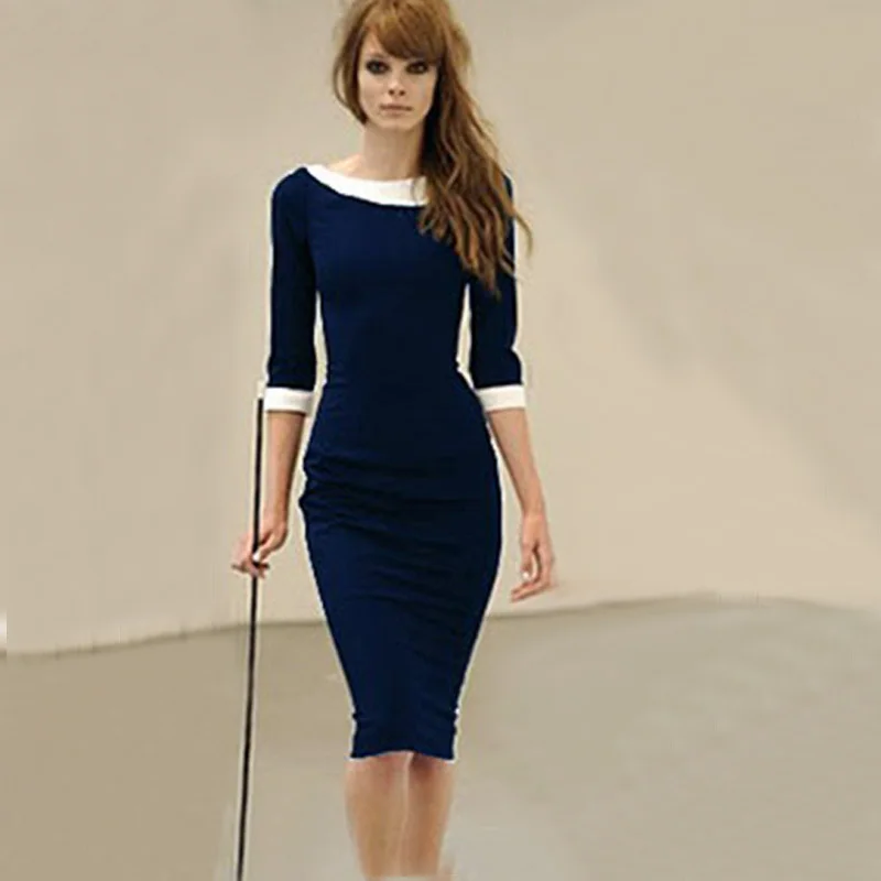 H0090 Новая мода профессиональный женский элегантный ампир талии Bodycon длиной до колена карандаш вечерние платья