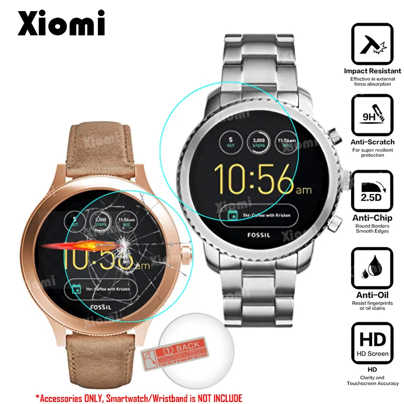 2Pcs/Lot(1Glass+1Wipe)For Smart Watch Fossil Q Wander