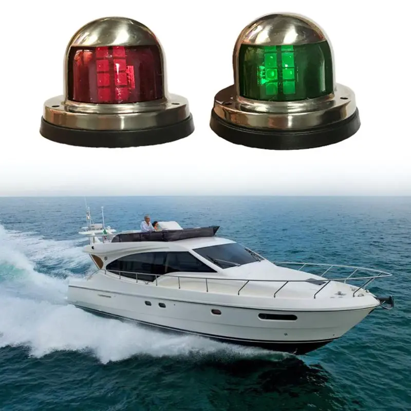 

12V Stainless Steel Waterproof Bow Navigation Indicator Spot Light 1Pair Stainless Steel Marine Boat Yacht LED