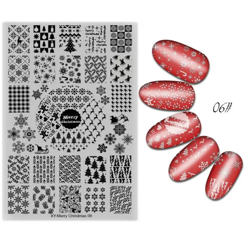 DIY пластины для ногтей Рождественский дизайн ногтей изображения штамп, пластины для стемпинга временный Маникюр пластины для ногтей 2U1122 - Цвет: 06 nail stamp