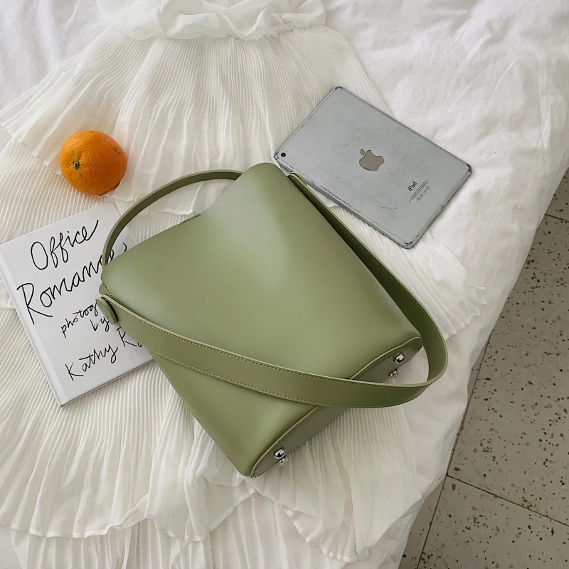 Bonsacchic Green Women Summer Bucket Bags Sale Designer Handbags High Quality PU Leather Tote Bags Female Clutch Purse Bolsas