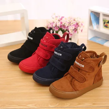 

EU23-37 Brand Red New Flat Boots Winter Shoes Girl Fur Children Winter Sneakers Snow For Boy Girls Children Winter Sneakers