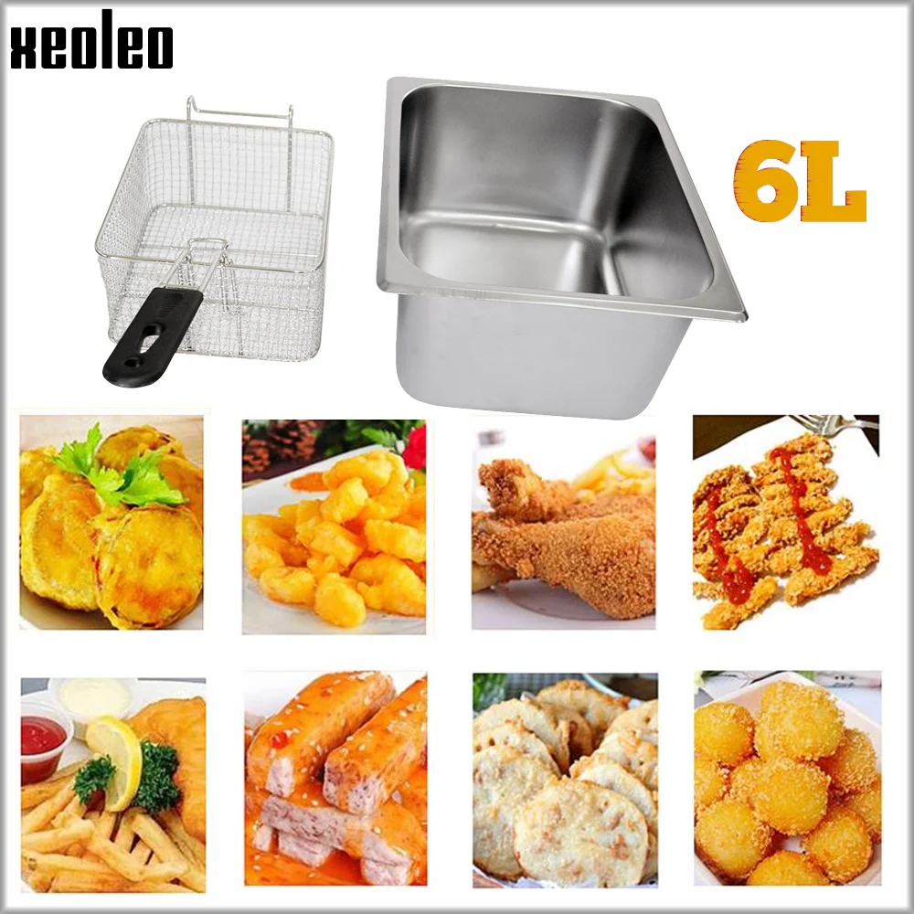 XEOLEO Commercial Gas  Deep Fryer Single Tank French/Chicken Fries Restaurant/Kitchen 6L Stainless Steel Food Processor 2