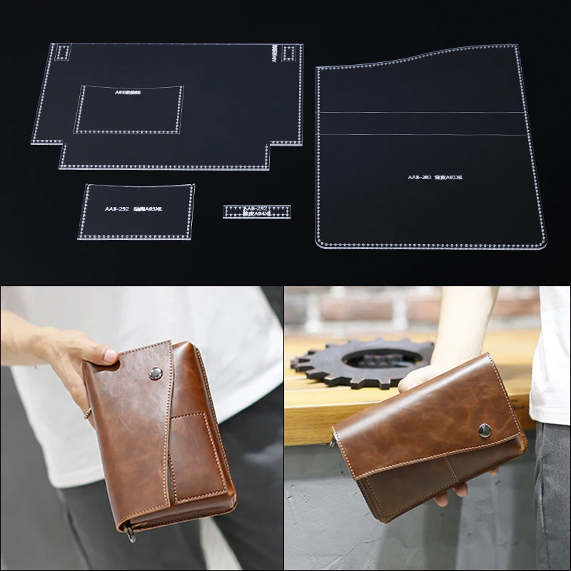 

1 Set Durable Acrylic Wallet Leather Template DIY Leathercraft Long Wallet Purse Stencil Sewing Pattern 20*13*3cm