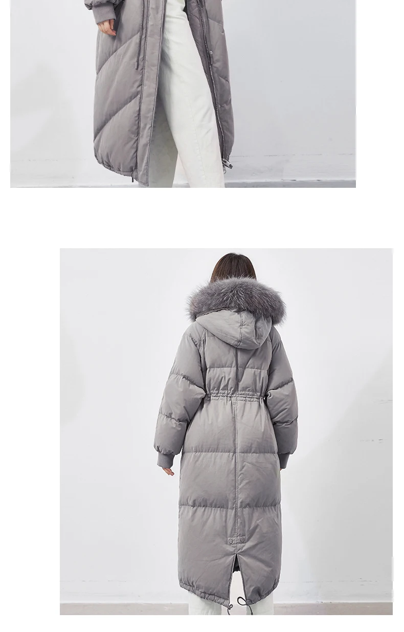 Зимнее пальто женское длинное пуховое пальто женское пальто с капюшоном теплые женские парки куртка на утином пуху Женское пальто воротник из натурального Лисьего меха