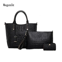 Mujeres 3 Unidades Bolsos PU Bolsos de Cuero de Cocodrilo Carteras Y Bolsos de Las Mujeres de la Vendimia Bolsas de Mensajero Bolsas de Hombro Femenino Bolso Crossbody