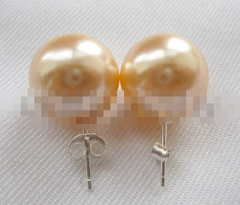 

hot sell new - wyan 00317 golden perfect round sea shell pearl earring