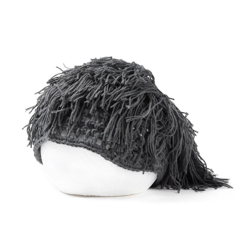 Fashion Men Handmade Knitted Wig Bearded Funny Hat Winter Beard Beanies Face Tassel  Warm Cap Outdoor Creative Ski Caps CP0317 (2)