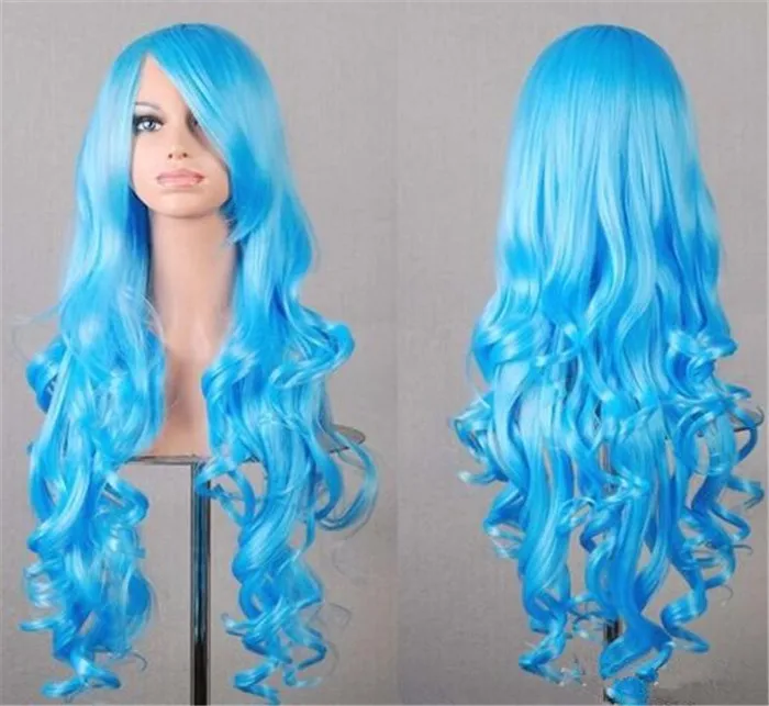 80 см модный синий фиолетовый красный черный длинный волнистый ...