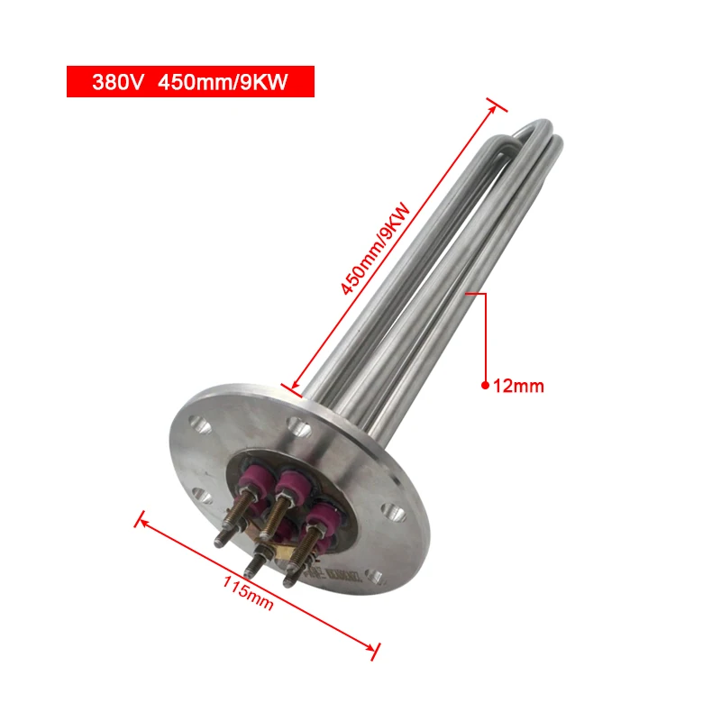 LJXH Электрический нагреватель Нагревательный элемент для масла 220 V/380 V 304SUS нагревательная трубка Dia.12mm 9/12/15/18KW для термомасляный плита - Цвет: 380V 9KW 450mm