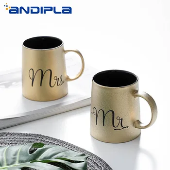 

320ml ins Nordic Style Creative Gold Color Mug Ceramic Coffee Cup Hand Grip Tea Mug Office Home Drinkware Breakfast Milk Cup New