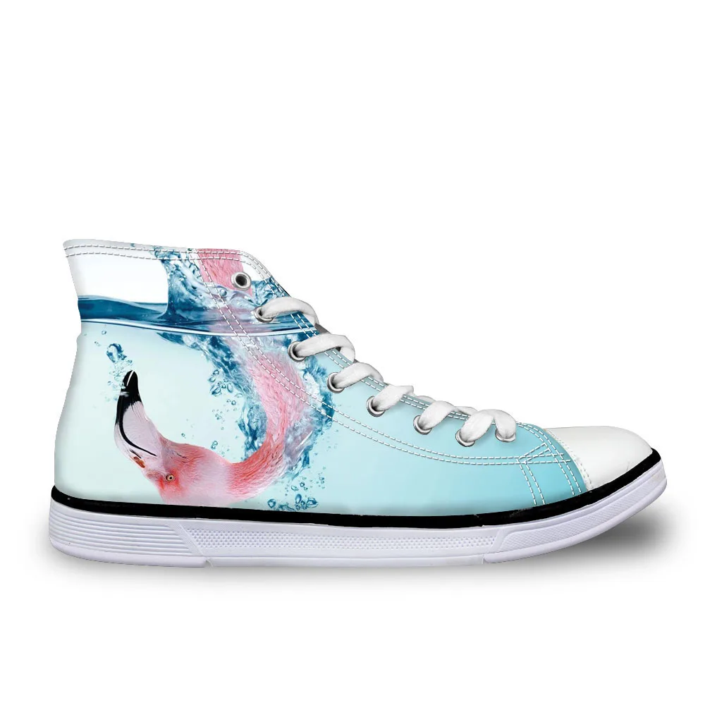 

Customized Stylish Tropical Flamingo 3D Print Women High-top Vulcanize Shoes High Top Leisure Canvas Shoes for Lady Flats Shoes