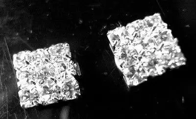 

HOT SELL - Hot sale HOT SELL ->>Crystal Rhinestone Diamante Square Earrings Stud Christmas -Top quality free shipping