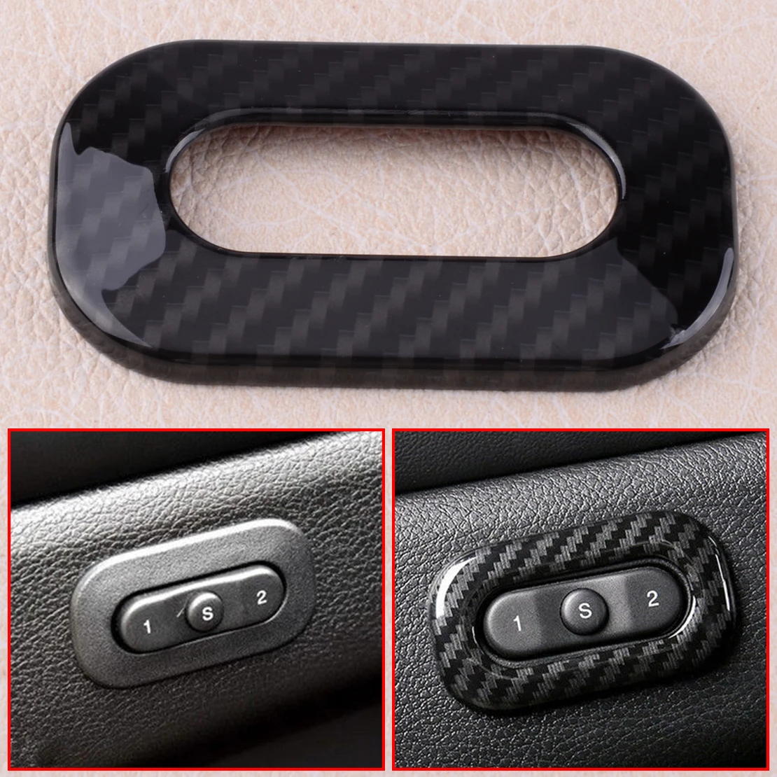 DWCX Car Carbon Fiber Texture Seat Switch Button Adjust Cover Trim