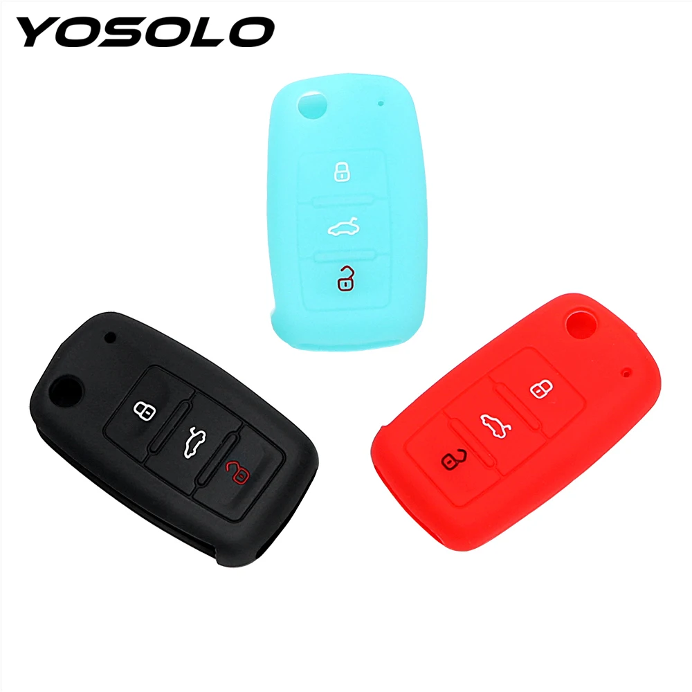 YOSOLO For Volkswagen Skoda Jetta Lavida Golf Polo Passat Car Key Bag Cover Key Case for Car Silicone Protective Case YOSOLO For Volkswagen Skoda Jetta Lavida Golf Polo Passat Car Key Bag Cover Key Case for Car Silicone Protective Case