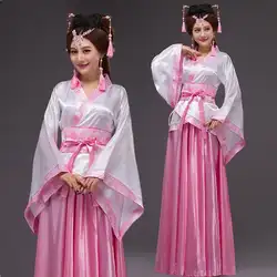Для женщин танец и сценический костюм принт Женский Тан одежда древней китайской Феи леди косплэй костюмы