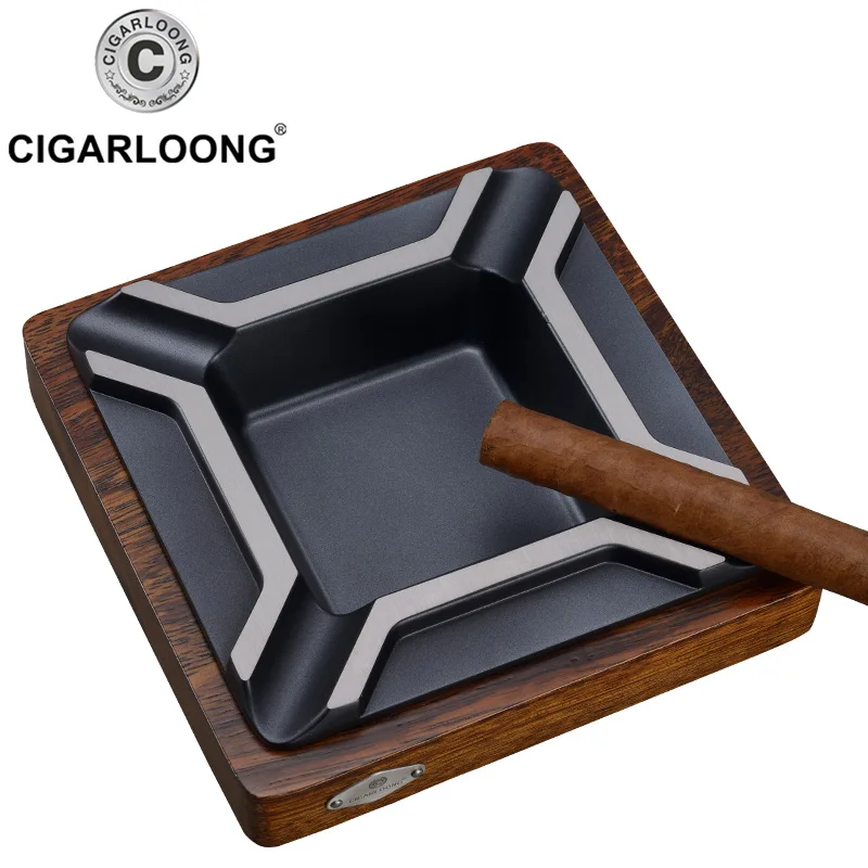 cigar ashtray Large Metal solid wood ashtray fashion personality ktv N4