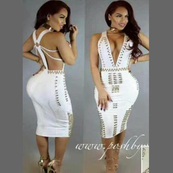 

2019 elegant white black beading halter bandage dress sexy backless vestidos