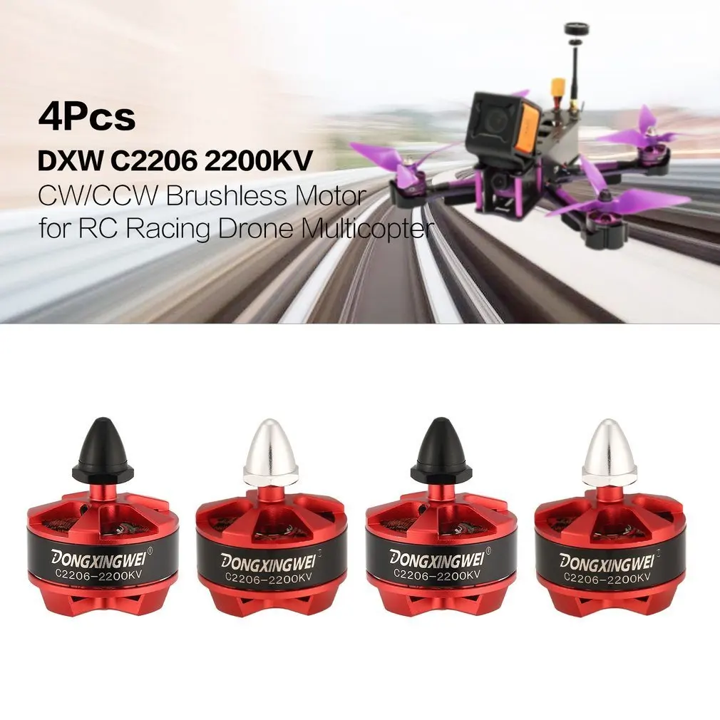 

4Pcs DXW C2206 2200KV 2-4S CW/CCW 5mm Brushless Motor for RC Racing Drone Multicopter Quadcopter 5043/6040 Propeller