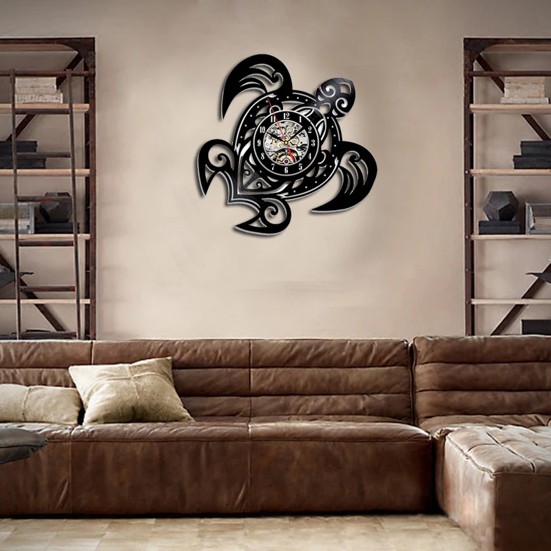 Günstige HEIßE Meer Schildkröte Form Klassische Wanduhren Getriebe Uhr Gesicht Dekoration Kunst Uhr Schallplatte Wanduhr Zimmer Dekoration Wand kunst