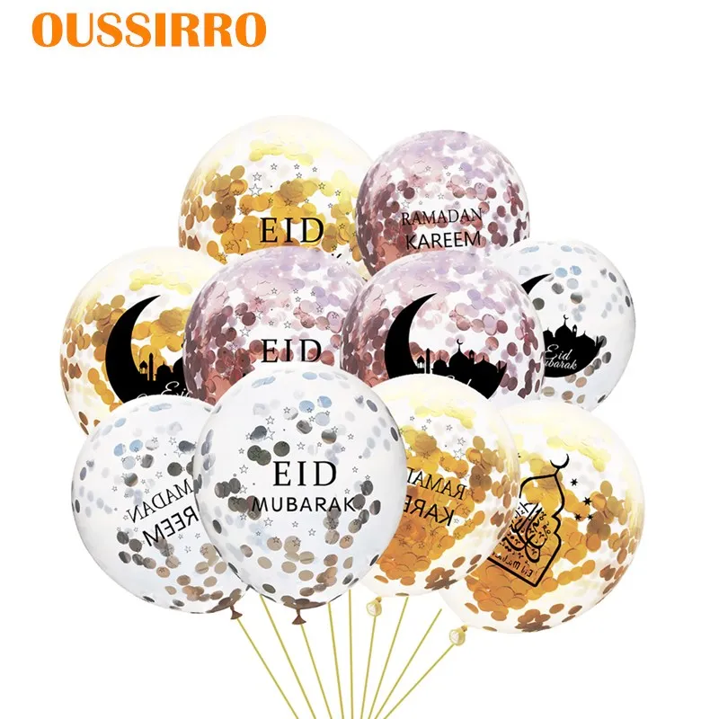 

6pcs 12inch Eid Mubarak Decor Confetti Balloon Ramadan Eid wedding Decoration For Home Muslim Ramadan Mubarak Party Supplies