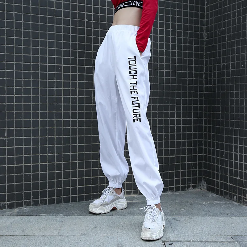 

YYXZ Fashion Cute Contrast Color Thin Fabric Print Elastic Waist High Waist SML Woman Casual Pants Lady Trousers Streetwear