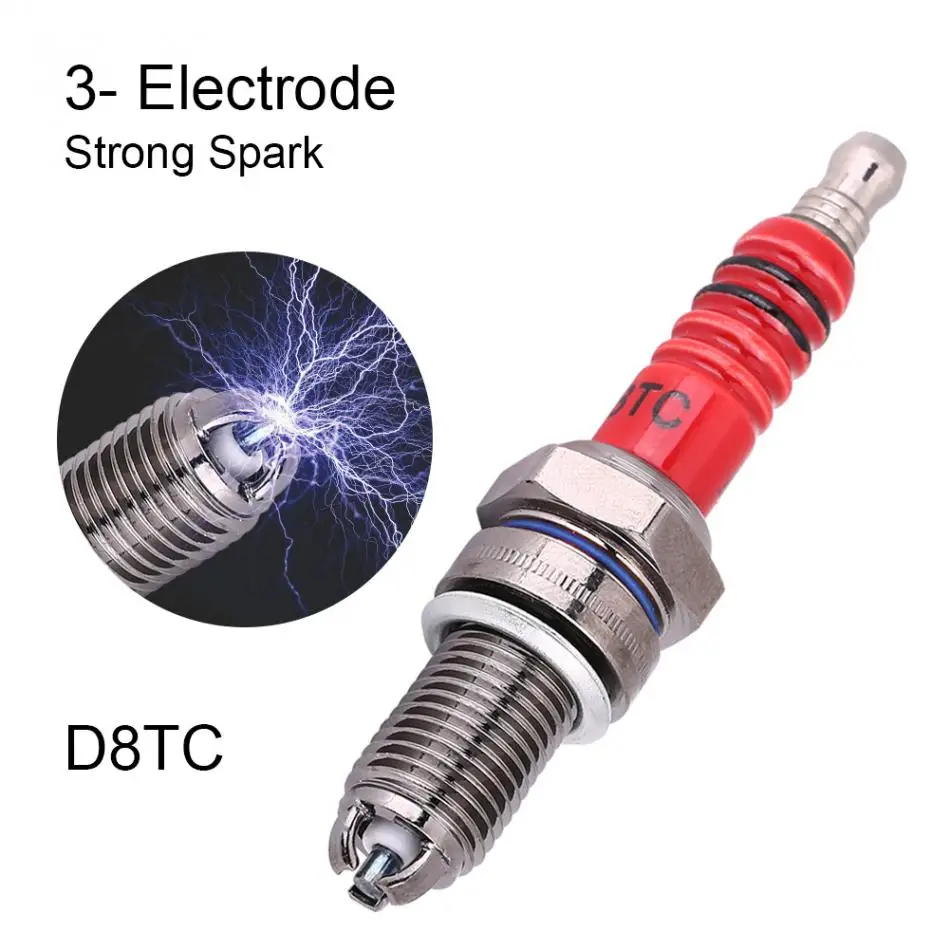 

3pcs Spark Plug D8TC 3 Electrode for CG 125 150 200cc CF250 Motorcycle Scooter ATV Quads 2018