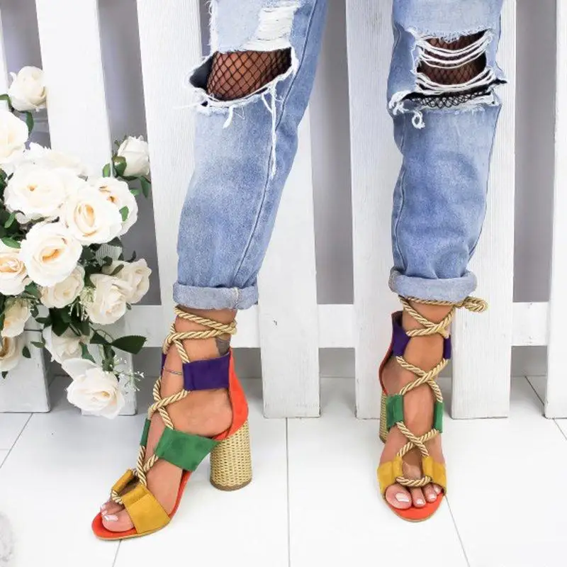Women shoes sandals women 2019 new platform wedges shoes woman high heels hollow lace-up sandals female zapatos de mujer (21)
