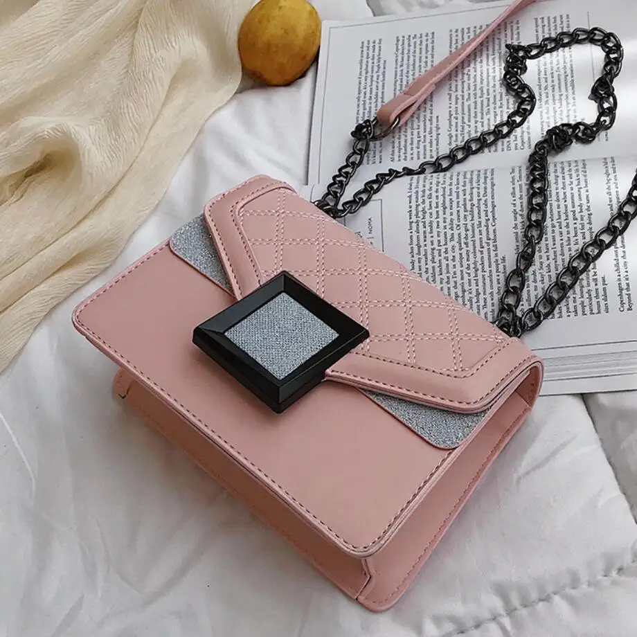 

Elegant Female Flap Square Bag 2019 Fashion New Quality PU Leather Women's Designer Handbag Lock Chain Shoulder Messenger bags