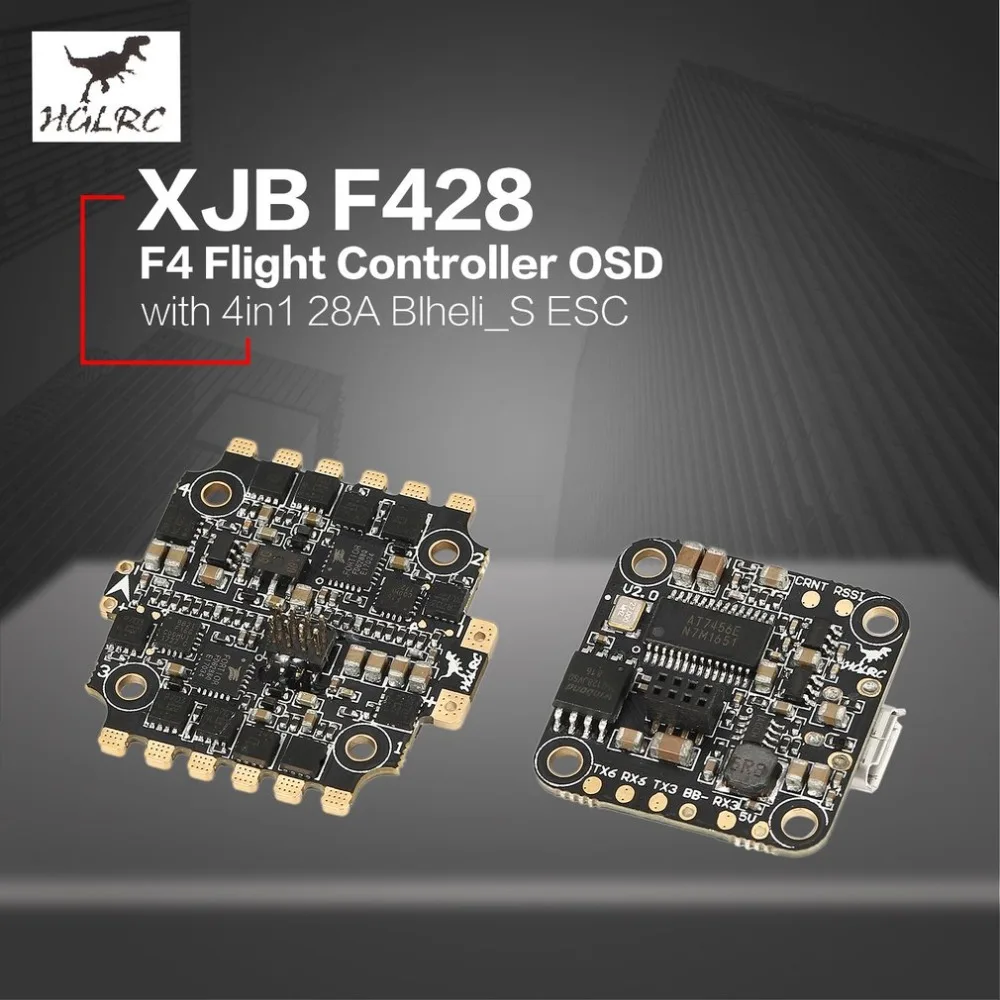 HGLRC XJB F4 башня Полетный контроллер Betaflight OSD 2-4S 4в1 Blheli_S ESC для 65 мм-250 мм RC гоночный