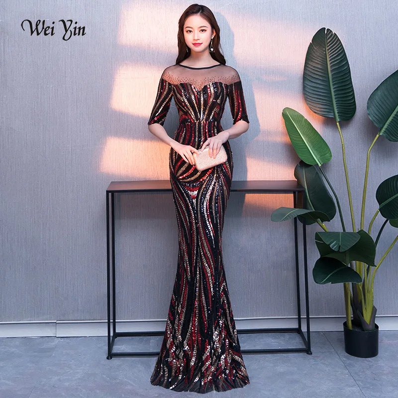 Вечернее платье weiyin De Soiree 2019 новые элегантные длинные вечерние платья с круглым