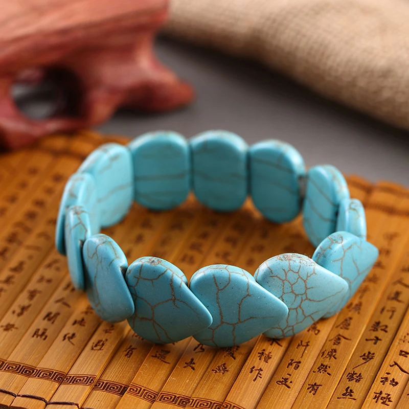 Новый стиль модный женский браслет с голубым белым камнем Howlite богемные