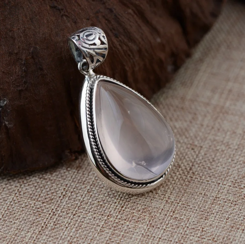 

[silver] natural deer King Hibiscus Stone Pendant Silver process S925 Sterling Silver Wholesale female powder