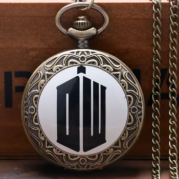 

Hot Selling Doctor Who Retro Bronze Quartz Pocket Watch With Chain Necklace Free Shippng Men Women Best Gift
