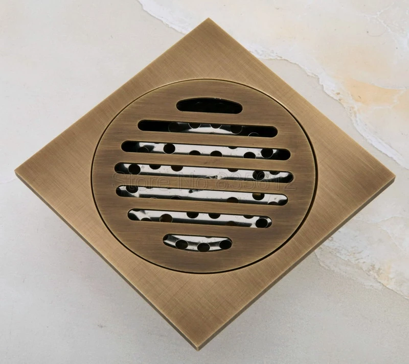 Antique Brass Tile Insert Square Floor Waste Grates Bathroom Shower