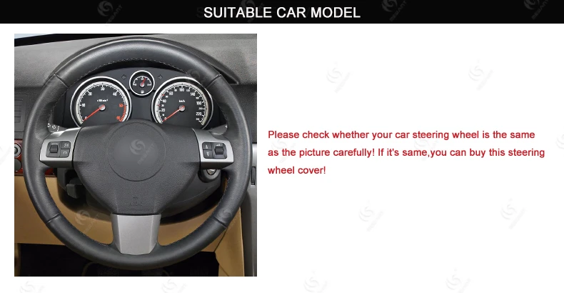 MEWANT for-Opel Astra 2004 2005 Opel Corsa 2009 Opel Zaflra 2004-2006 Black Artificial Leather Auto Steering Wheel Cover