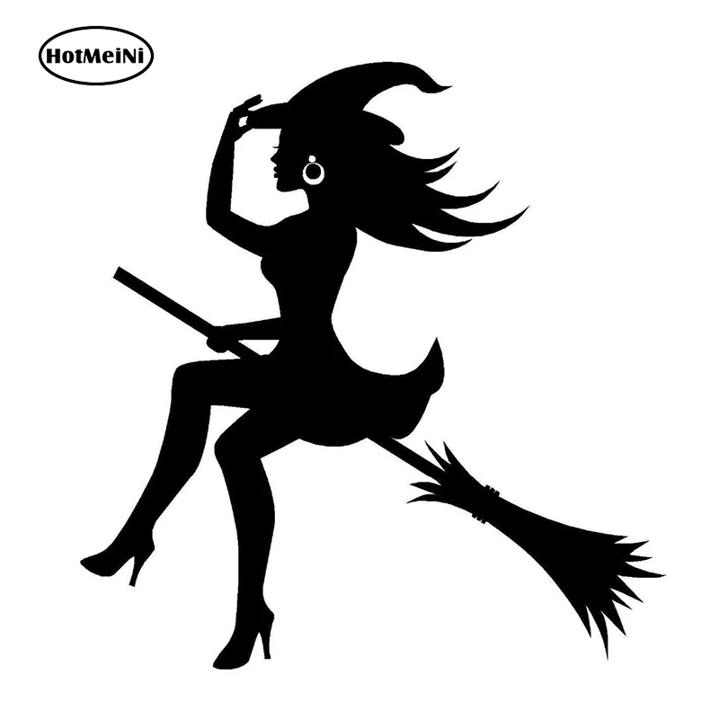 

HotMeiNi 11.5*12CM car sticker Witch Sexy Whitch On A Broomstick figure car Window body JDM Vinyl sticker Black/Silver 13 color