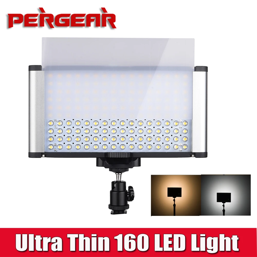 

Ultra Thin On Camera 160 Led Video Light Panel High CRI 95+ w/ Brightness Control + Color Temperature Adjustable (3200K-5600K)