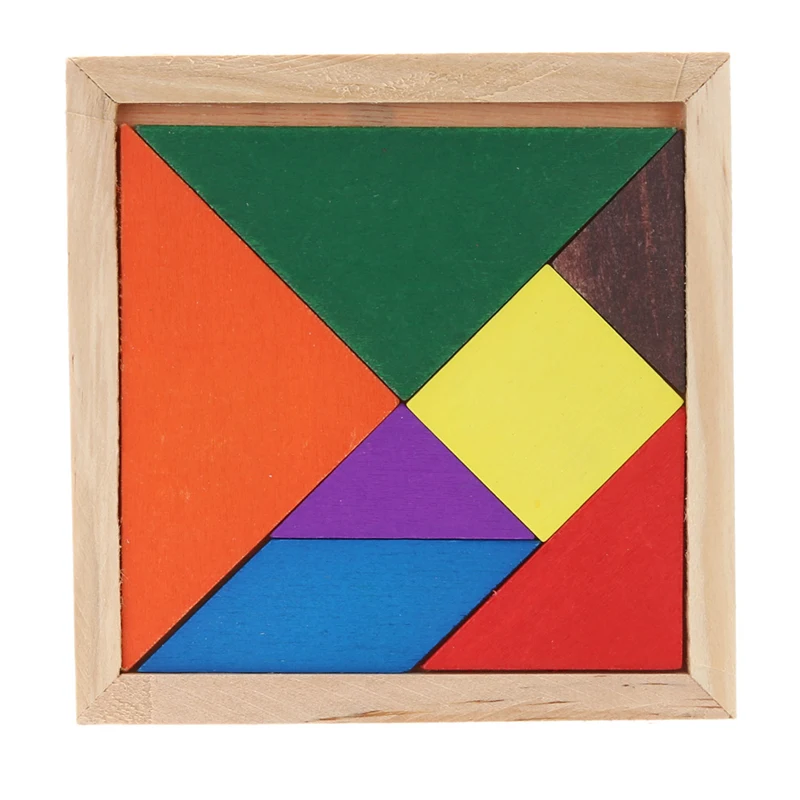 

1 Pcs Colored Math Jigsaw Puzzle Wooden Tangram Brain Teaser 3D Wood Puzzle Educational Developmental Kids Toy For Birthday Gift