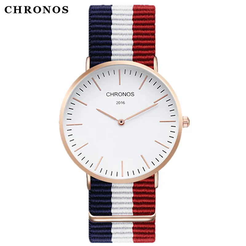 2019 мужские и женские часы Топ бренд класса люкс CHRONOS кварцевые нейлон розовое