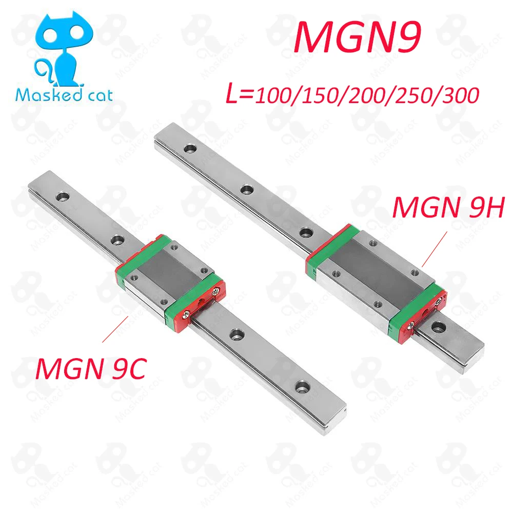 

HOT 9mm Linear Guide MGN9 100 150 200 250 300 mm linear rail + MGN9H or MGN9C block 3d printer CNC