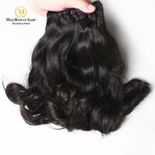 Mayflower двойные вытянутые Необработанные индийские виргинские волосы норки Волнистые 100 г/шт. натуральный цвет 1/2/3/4 Связки 8-1" Длина смеси