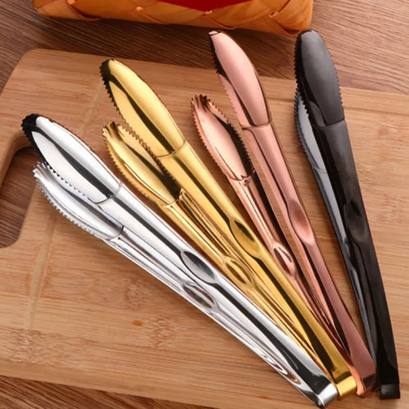 

Hot New Food Tongs Stainless Steel Food Clip BBQ Tongs Non-Stick Heat Resistant Cake Clip Bread Salad Forks Buffet Kitchen Tools
